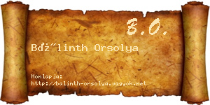 Bálinth Orsolya névjegykártya